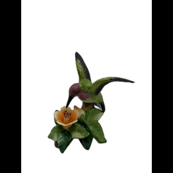 Russ Berrie VTG " Nature's Song" Porcelain hummingbird on flower figurine - Picture 1 of 12